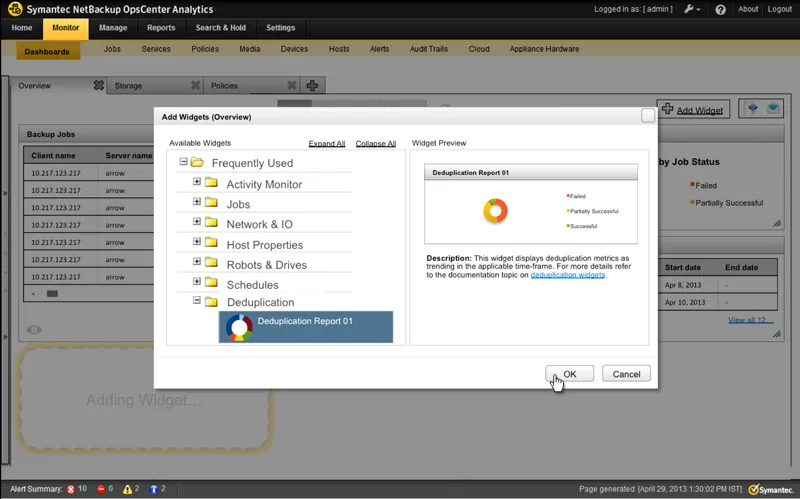 NetBackup OpsCenter Analytics - Dashboard Redesign screenshot 2